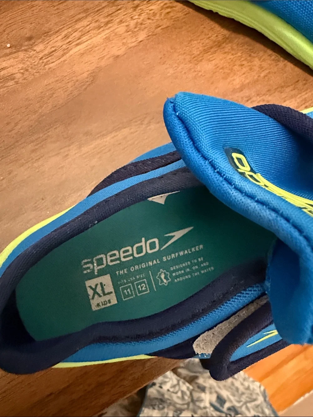 Speedo Kids Blue Water Shoes with Neon Yellow Trim